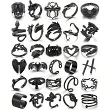 Black Gothic Vintage Rings Set - 20-30 PCS Cool Punk Jewelry With Snake Butterfly And Star Stacking Rings Gift For Men Women Boys - Black 3 - View 6