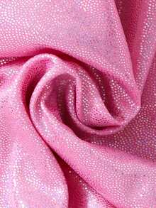 Vestido de malla rosa para niñas, vestido sin mangas con volantes en los hombros y cinturón en la cintura, vestido de parche de malla de punto, verano - Rosa - Ver 8