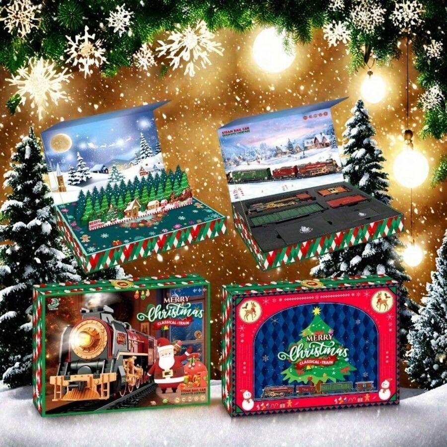 360H Christmas Train Gift Box: Remote Control Steam Toy With Lights, Sound & Fancy Tracks - Ideal For Toddlers & Kids 3 +, Holiday Present,  Materials, Sturdy Construction, Family Fun - 630B-1 - View 1