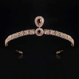 1pc Multi-Color Bridal Crown Headpiece, Crystal Headband Princess Wedding Tiara, Sophisticated For Birthday, Halloween