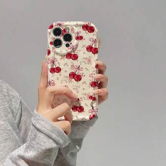 1pc Fashionable Minimalist Cute Cherry Blossom Pattern TPU Soft Phone Case, Suitable As Birthday, Holiday Gift For Friends, Family, Couples, Yourself, Compatible With Apple Phones