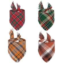 1pc New Plaid Pet Scarf With Tassel, Pet Bib Drool Bandana - Multicolor - View 12