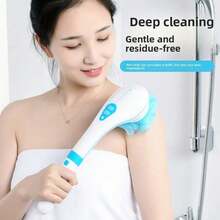 Multi-Functional Waterproof Electric Shower Brush, Shower Massage Device, Fully Automatic Charging, Making Showering More Convenient And Comfortable. Combines Cleaning, Massage, And Exfoliation Functions; Back Massage Mud For Full-Body Shower. Fully Automatic Waterproof Lazy Back Brush. - White - View 4