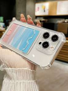 1pc Transparent Perforated 2.0mm Thick Starry Sky Glitter Shockproof Phone Case, Minimalist Design Compatible With IPhone 11/12/13/14 Pro Max/Xs/Xr/11 Pro/11 Pro Max/12 Pro/12 Pro Max/13 Pro/13 Pro Max/14 Pro/14 Pro Max/14 Plus/7 Plus/XSMAX - Multicolor - View 8