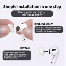 【1 个清洁刷和 3 对耳塞】带降噪孔的替换耳塞，兼容 Apple Pro 和第二代；三合一清洁套装，兼容 Apple 1、2、3、Pro/Pro 2；硅胶耳塞，兼容 Apple Pro（S/M/L） - 白色 - 查看 5