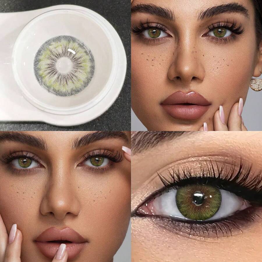 1 Pair Of Natural Color Soft Contact Lenses, Yearly Replacement, 14.5mm Diameter, Suitable For Dating Or Daily Wear, Comfortable And Natural Cosmetic Contact Lenses - Green - View 1