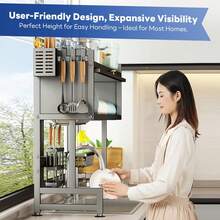 HanTai Over The Sink Dish Drying Rack,3 Tier  Full Stainless Steel Large Storage Kitchen Dish Rack,For Kitchen Counter,Expandable Multifunctional Organizers - Black - View 7