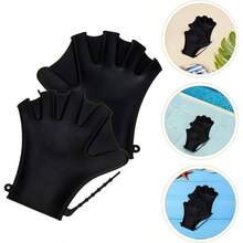 Guantes de Entrenamiento para Natacin de Silicona Negra Ajustables Par de 2 Unidades Paletas Deportivas para Mejorar Resistencia y Control en Piscina y Deportes Acuticos - Negro - Ver 10