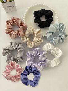 12/10/9/6/5/4/3/2/1 sztuk damskich, jednolitych kolorów, satynowych, jedwabnych gumek do włosów, miękkie, satynowe, elastyczne gumki do włosów, nieuszkadzające, odpowiednie do wysokiego kucyka i noszenia na co dzień