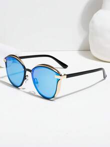 1 pereche de ochelari de soare casual la modă, rame retro Cat Eye supradimensionate, potrivite pentru purtare zilnică, condus, camping - Multicolor - Vizualizare 2