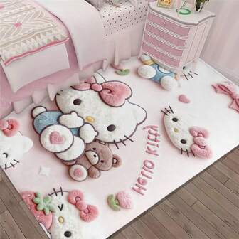  【舒适的 31x20 英寸/78x50 厘米水晶绒地毯】1 件装 Sanrio 酷洛米黑色水晶绒地毯，防滑，可机洗，100% 涤纶，舒适的椅子地毯，适用于客厅、卧室、家居装饰、圣诞节装饰