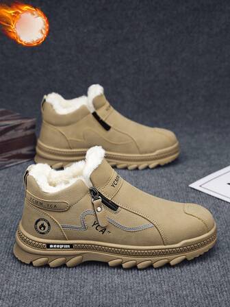 Men's Snow Boots, Winter Warm Plush Lining Outdoor Thermal Insulation Boots, Fashion Versatile Classic Retro Mid-Calf Boots, Suitable For Daily Commute, Snowy Weather, Anti-Slip, Multi-Scenario Workwear Boots