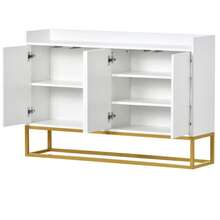 Modern Minimalist Sideboard, 4-Door Handleless Buffet For Dining Room, Living Room, Kitchen (White) - 白色 - 查看 7