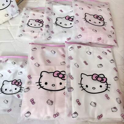 SANRIO 50个Hello Kitty透明拉链袋，外观吸睛，密封性好，适合斋月/情人节礼物包装、开学季收纳，可分类整理物品，让礼物更精致，物品更整洁。