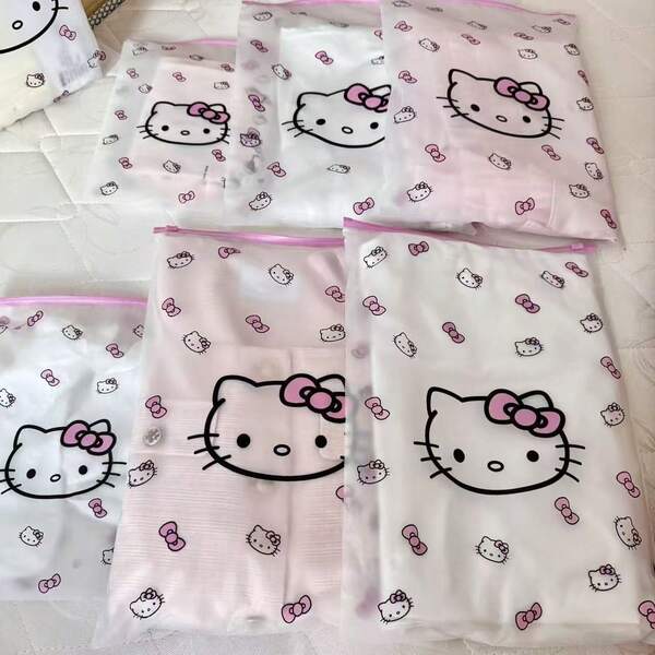 SANRIO 50个Hello Kitty透明拉链袋，外观吸睛，密封性好，适合斋月/情人节礼物包装、开学季收纳，可分类整理物品，让礼物更精致，物品更整洁。
