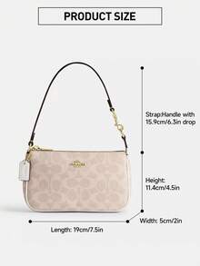 Coach Nolita 19 Leather Shoulder Bag Cute Hobo Bag For Women Small Clutch Handbag Purse Ladies' Classic Underarm Bag Wristlet Wallet With Zipper Clourse - Sand and White - View 8