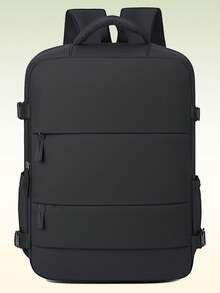1pc Vintage Minimalist Travel Backpack, Multi-Compartment Design, Meets Airline Regulations. Multi-Pocket Design, Ideal Business Bag For Men And Women. Business Backpack, Unisex Large Capacity Travel Backpack, With Luggage Strap Design, More Convenient To Carry. - Black - View 3