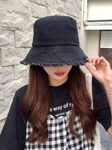 Topi Bucket Gaya Jepang untuk Wanita, Topi Pelindung Matahari Serbaguna Kasual, Topi Tahan Angin dan Perlindungan UV Warna Polos Modis dari Poliester, Cocok untuk Musim Semi dan Musim Panas, Pantai, Liburan, Perjalanan - topi - View 7