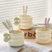 1pc Stainless Steel Pearl Handle Dessert Spoon, Round Head Coffee Spoon, Suitable For Home, Restaurant, Western-Style Dining - Multicolor - View 9