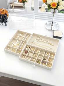 1 قطعة منظم مجوهرات مستطيل أنيق من الفلوت مع قفل - درج واسع للتخزين للأقراط والإكسسوارات، صناديق مجوهرات - متعدد الألوان - مشاهدة 8