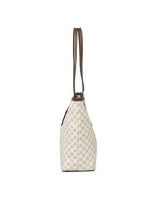 Juego de 3 piezas de bolso de mano, bolso de hombro y bolso de mano con cremallera de cuero de PU a cuadros, elegante y versátil, adecuado para uso diario de mujeres, de gran capacidad, bolso elegante para damas de mediana edad - Blanco - Ver 5