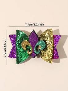 2个闪亮狂欢节发夹，紫色、绿色、黄色，适合女孩，可用于狂欢节庆典、马戏团嘉年华、服装派对等场合，闪亮蝴蝶结鳄鱼夹，青少年嘉年华发饰 - 彩色 - 查看 5