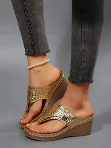 Dép đế xuồng cao cấp dành cho nữ, đế dày, kiểu dáng thanh lịch, thích hợp để trang trí giá treo, phù hợp cho mùa hè hàng ngày, đi biển, du lịch, dép đi biển thời trang và thoải mái, cỡ lớn. - Vàng - Xem 6