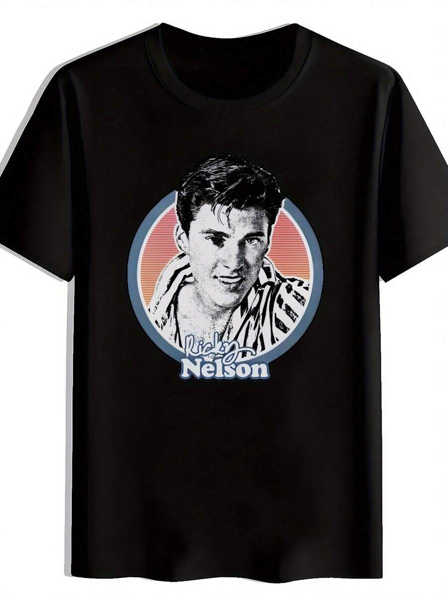 Camiseta gráfica retro de banda de rock para hombres - Manga corta. Cuello redondo. Poliéster. Ropa Casual de Verano con Estampado ;NOLA;. Diseño inspirado en la música. Ideal para viajar. Playa. Vacaciones. Regalo de festival. Ropa de Salida Casual Camiseta Estilo Vintage Ropa Casual Duradera - Negro - Ver 1