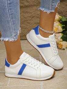 Casual Girl Party Shoes, Women's Sneakers, Fashion Athletic Flat Shoes - White - View 4