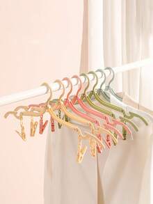 1/12 Pack Of Multi-Color Folding Clothes Hangers, Foldable Travel Clothes Hangers, Portable And Space-Saving Plastic Clothes Racks, Non-Slip And Space-Saving Travel Clothes Hangers With Smooth Surface And Non-Slip Design, Suitable For Travel, Business Trips And Home Use - Ideal For Hanging Underwear And Socks. - Multicolor - View 3