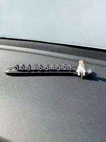 1pc Cat & Crow Design Blank Parking Permit Plate, Car Accessories Parking Number Plate, Towing Phone Number