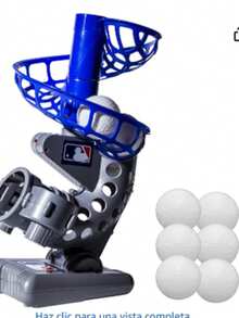 Franklin Sports MLB Máquina de Lanzamiento de Bolas de béisbol, electrónica, Altura Ajustable, lanzamientos de Bolas Cada 7 Segundos, Incluye 6 Pelotas de béisbol de plástico - Azul - Ver 4