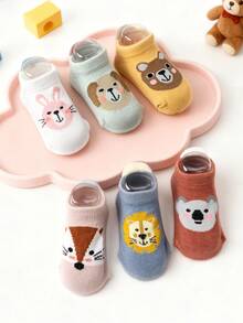 6双卡通动物图案防滑婴儿袜