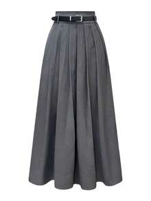 Falda larga con presilla para cinturón de talla grande EARO, falda maxi de cintura elástica y corte holgado, elegante y estilizadora