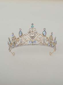 1pc Women's Wedding Headpiece And Crown, Crystal Queen Crown Silver Bridal Wedding Crown, Adult Princess Headdress For Birthday Party Dress