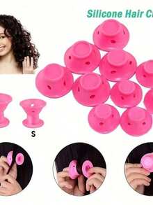 20pcs Non Hot Curly Hair, Silicone Bell Shaped Curling Tool, Easy To Curl All Types Of Hair, Female Home Hair Accessories Will Not Damage Hair, Easy To Operate. - Pink - View 3