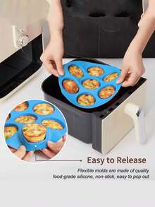2/1个空气炸锅硅胶烘焙模具，1个煎饼杯模具，不粘硅胶纸杯蛋糕衬垫，空气炸锅煎饼和蛋糕配件，非电动硅胶烘焙模具 - 彩色 - 查看 4