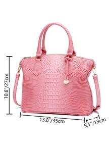 Luxurious Crocodile Pattern Cross-Body Top-Handle Bag - High-End Fashion Handbag For Women's Work And Daily Use - Premium Quality, Stylish Design, Multiple Pockets, Adjustable Strap - 粉色 - 查看 11