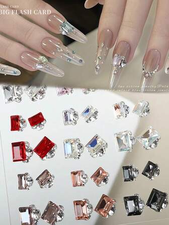 10/20pcs Shiny K9 Ice Transparent Stackable Rectangular Cubic Zirconia Crystal Nail Rhinestone Jewelry Decorations