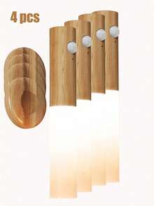 4/3/2/1 件木质壁灯带运动传感器夜灯,磁性壁灯,智能可充电 LED 棒灯,USB LED 夜灯,运动传感器壁灯和无线壁灯,便携式楼梯夜灯,木质壁灯,电池供电橱柜灯,橱柜下灯,用于运动检测的楼梯灯,适用于家庭卧室、走廊、厨房和浴室壁灯,防撞、防摔夜灯 - 彩色 - 查看 18