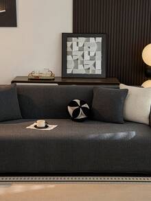 1pc Luxurious Velvet Sofa Cover, Elegant & Luxury, Anti-Slip, Dust-Proof, Scratch-Resistant, Suitable For All Seasons, Bedroom, Living Room And Study - Dark Grey - View 9