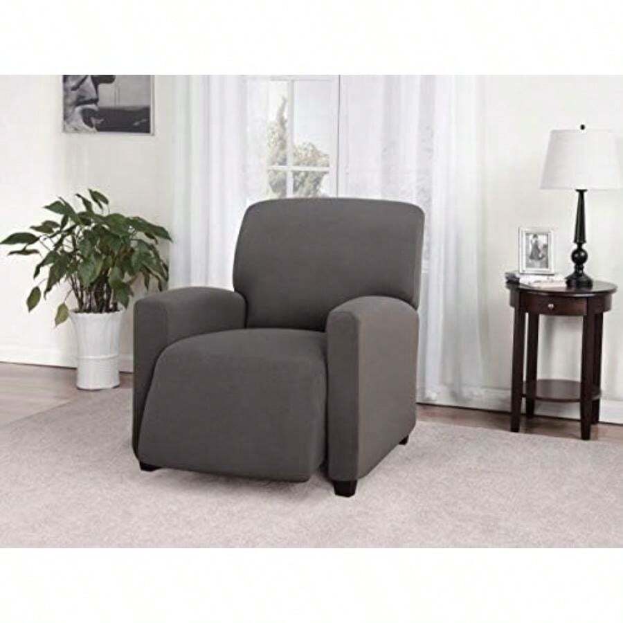 Stretch Jersey Sillón Reclinable Slipcover, Grande, sólido,(Large Recliner Gris) - Multicolor - Ver 1