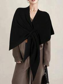 1pc Minimalist High-Quality Wool Blend Solid Color Triangle Scarf, Women Fashion Versatile Triangle Shawl Wrap, Neck Warmer - Multicolor - View 11