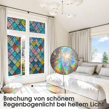 1 Roll Of 3D Stained Glass Window Film,Anti-Prying Eyes One Way Privacy Window Film Total Privacy With, UV Blocking Cover For Home/Office/Hospital - & Shatterproof Window Film - Multicolor - View 2