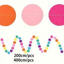 1/4 Roll Rainbow Polka Dot Paper Ribbon, 2/4 Meter Long, No Electricity Required, Suitable For Birthday Parties, Celebrations And Indoor Decorations - Multicolor - View 8