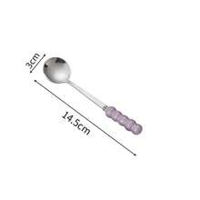 1pc Stainless Steel Pearl Handle Dessert Spoon, Round Head Coffee Spoon, Suitable For Home, Restaurant, Western-Style Dining - Multicolor - View 12