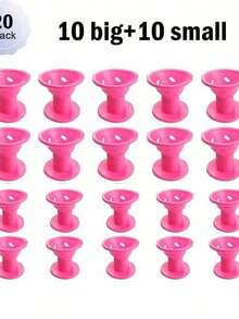 20pcs Non Hot Curly Hair, Silicone Bell Shaped Curling Tool, Easy To Curl All Types Of Hair, Female Home Hair Accessories Will Not Damage Hair, Easy To Operate. - Pink - View 8
