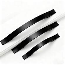 6 pièces Poignées de meubles noires mates, Boutons de tiroir, Poignées d'armoire, Boutons de porte en métal en forme d'arche, Accessoires de quincaillerie en alliage d'aluminium - Noir - Voir 3