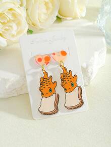 1对时尚可爱亚克力老虎/火烈鸟/鱼/燕子动物卡通耳环，适合女性日常佩戴（手工制作，款式略有不同） - 動物耳環 - 查看 28