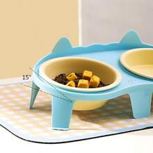 Elevated Ceramic Cat Bowls With PP Stand For Food & Water – Whisker Fatigue Shallow Food Dish, Lead & Cadmium-Free, Raised Height For Cats